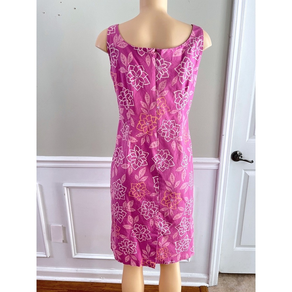 Sigrid Olsen Sport Sheath Dress Womens 14 Floral Sleeveless Pink Y2K Tropical